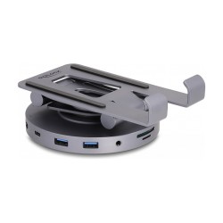 Tablet und Notebook Dockingstation 4K mit integrierter Halterung - HDMI USB Hub SD Micro SD PD 3.0 - 360° drehbar