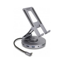 Tablet und Notebook Dockingstation 4K mit integrierter Halterung - HDMI USB Hub SD Micro SD PD 3.0 - 360° drehbar