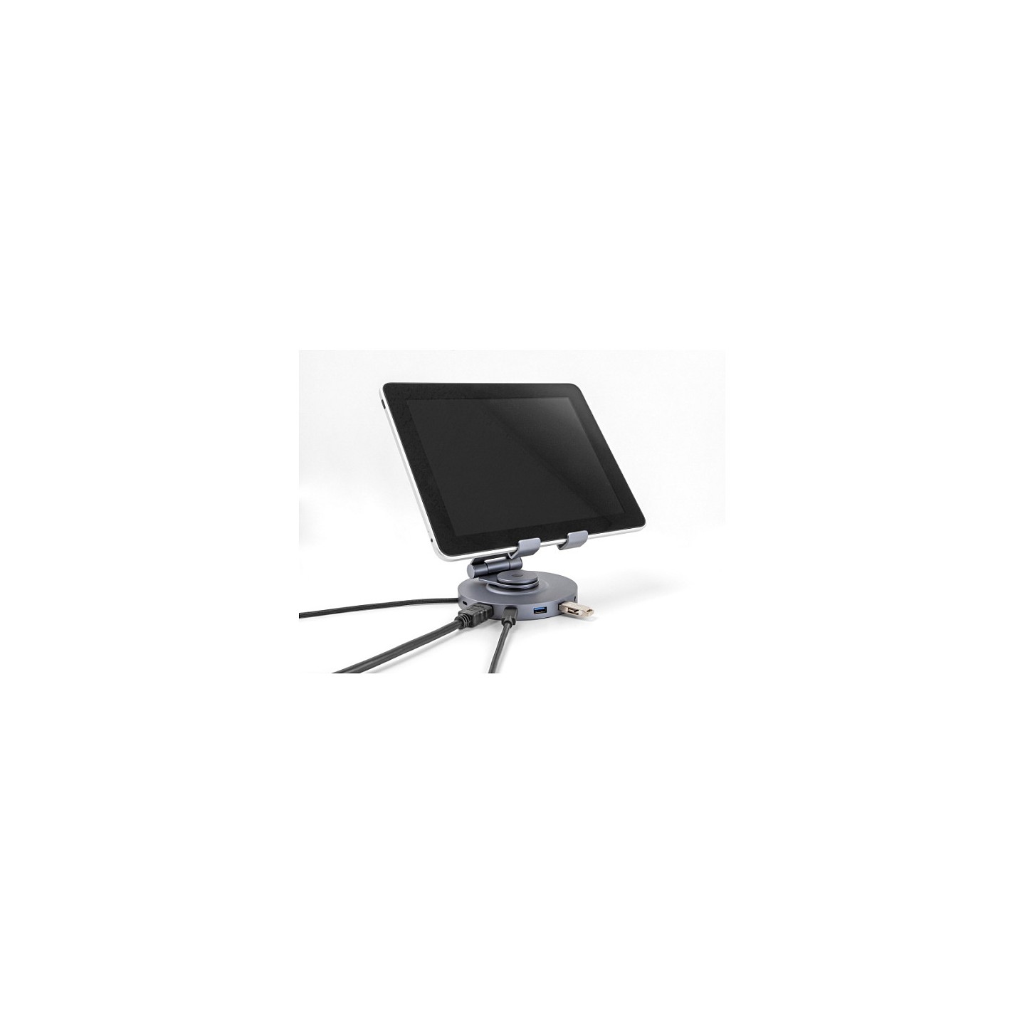 Tablet und Notebook Dockingstation 4K mit integrierter Halterung - HDMI USB Hub SD Micro SD PD 3.0 - 360° drehbar