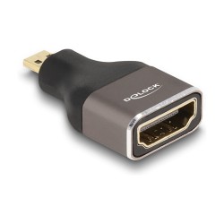 DELOCK HDMI Adapter Micro-D Stecker zu A Buchse 8K 60 Hz grau Metall — Buy in Cyprus with Fast Delivery