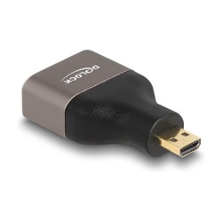 DELOCK HDMI Adapter Micro-D Stecker zu A Buchse 8K 60 Hz grau Metall — Buy in Cyprus with Fast Delivery