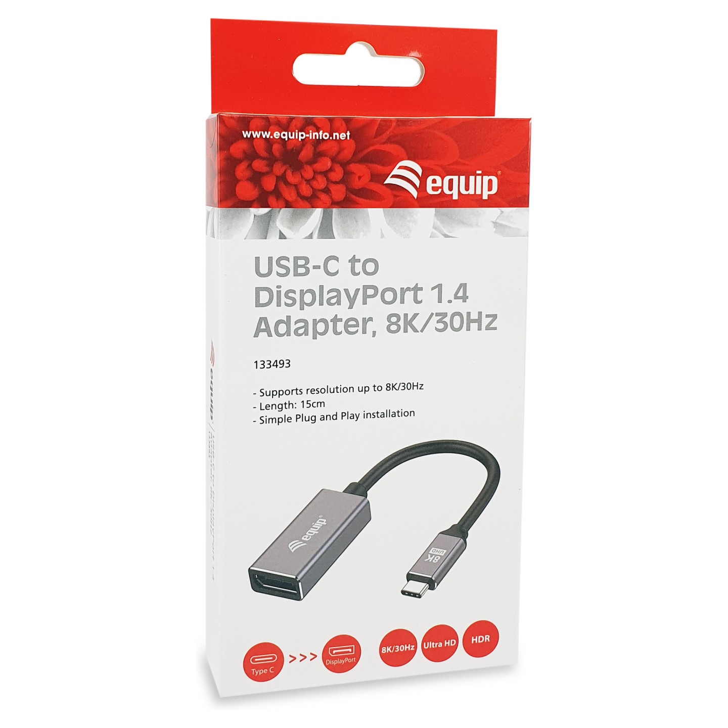 Equip Adapter USB-C - to DisplayPort 1.4 8K60Hz 0.15m gr — Buy in Cyprus with Fast Delivery