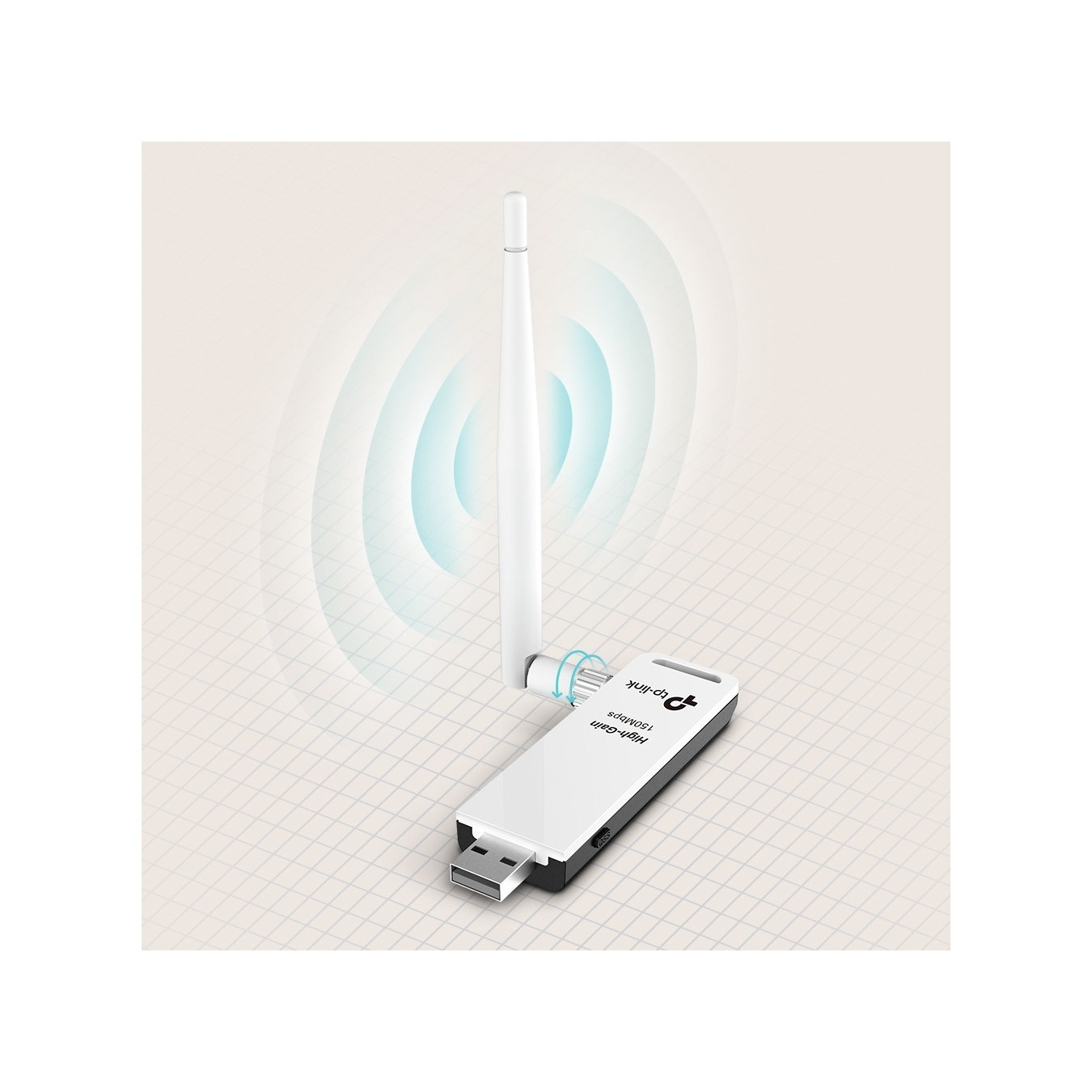 TP-Link TL-WN722N - 150Mbps High-Gain USB Wi-Fi Adapter - 2.4GHz, External 4 dBi Antenna, Black/White