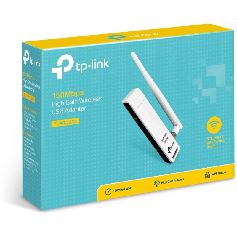 Buy TP-Link TL-WN722N - 150Mbps High-Gain USB Wi-Fi Adapter - 2.4GHz, External 4... in Cyprus, Nicosia, Limassol, Larnaka, Pafos