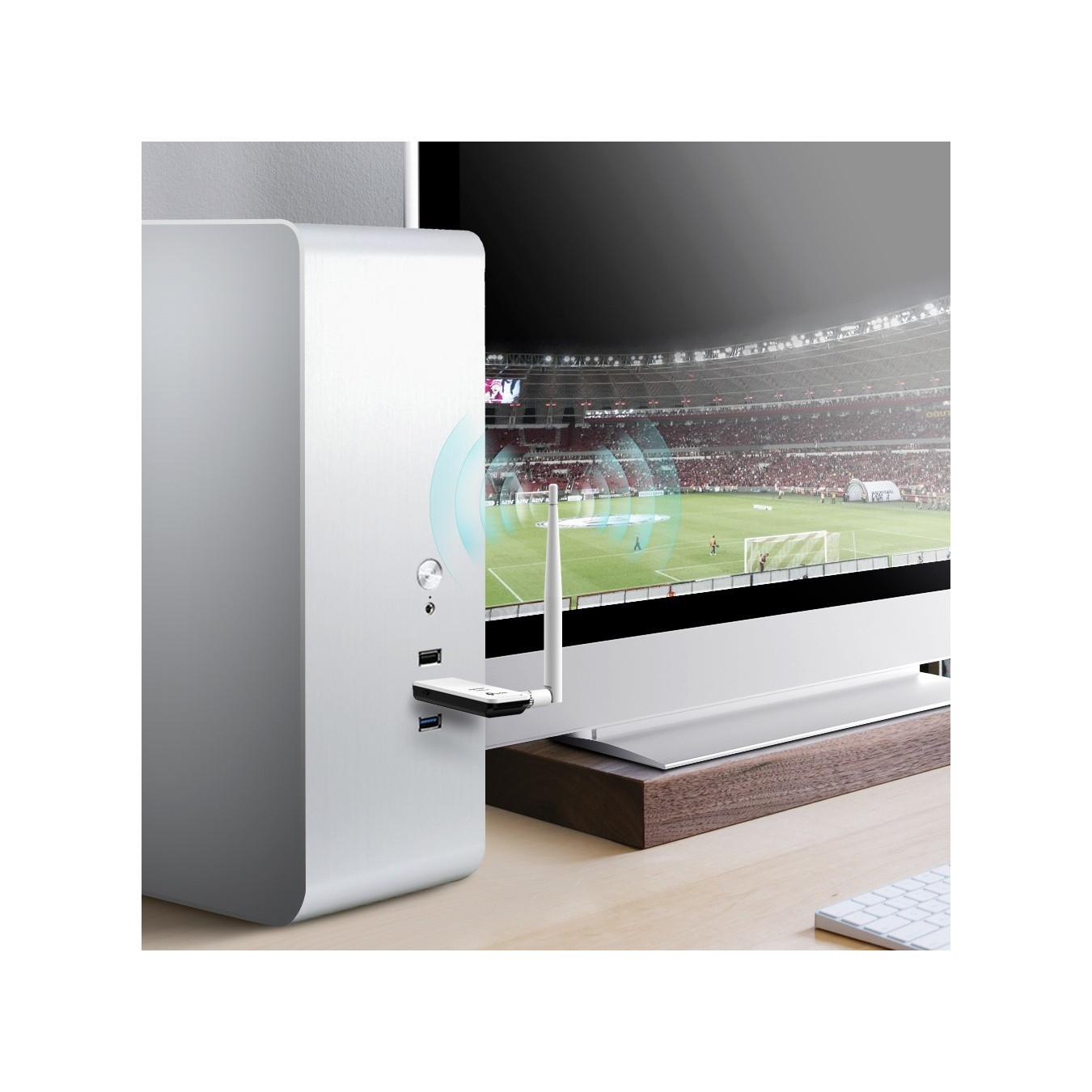 TP-Link TL-WN722N - 150Mbps High-Gain USB Wi-Fi Adapter - 2.4GHz, External 4 dBi Antenna, Black/White