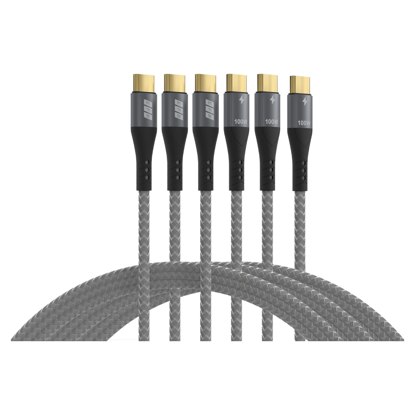 EFB USB-C Kabelset 100W PD 3.0 5A E-Marker Chip 0.5+1+2m gra — Buy in Cyprus with Fast Delivery