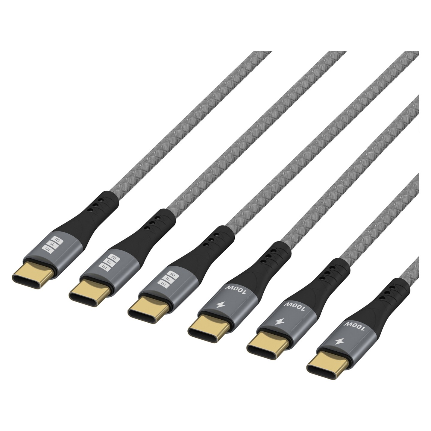 EFB USB-C Kabelset 100W PD 3.0 5A E-Marker Chip 0.5+1+2m gra — Buy in Cyprus with Fast Delivery