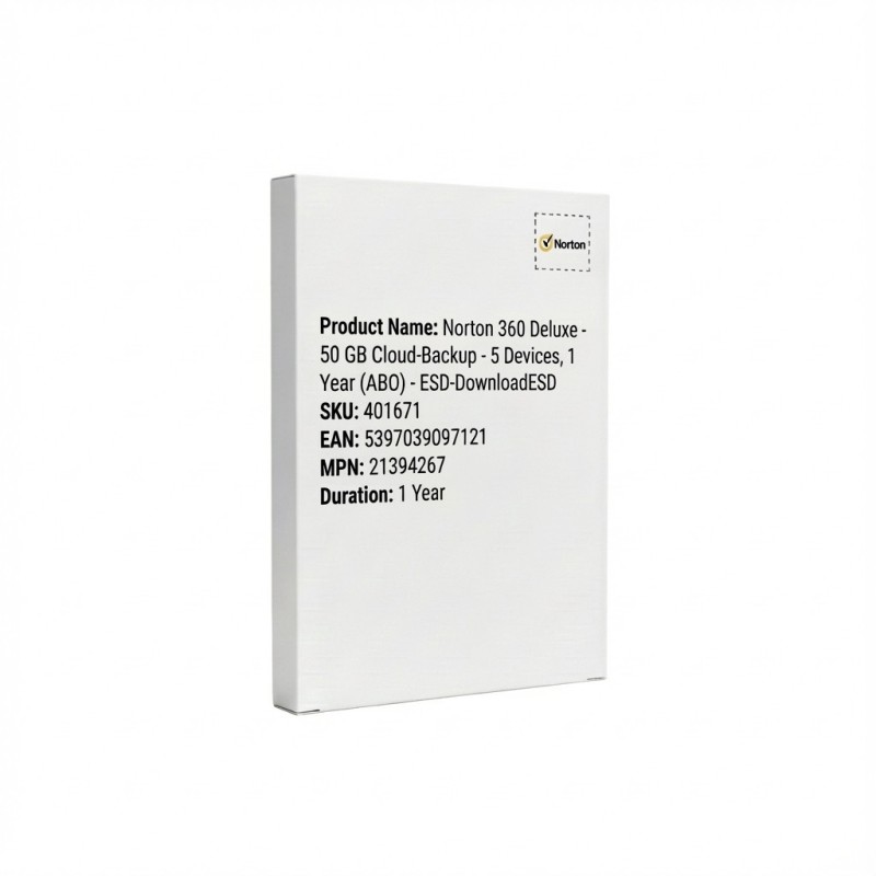 Norton 360 Deluxe - 50 GB Cloud-Speicher - 5 Devices. 1 Year (ABO) - ESD-DownloadESD — Buy in Cyprus with Fast Delivery