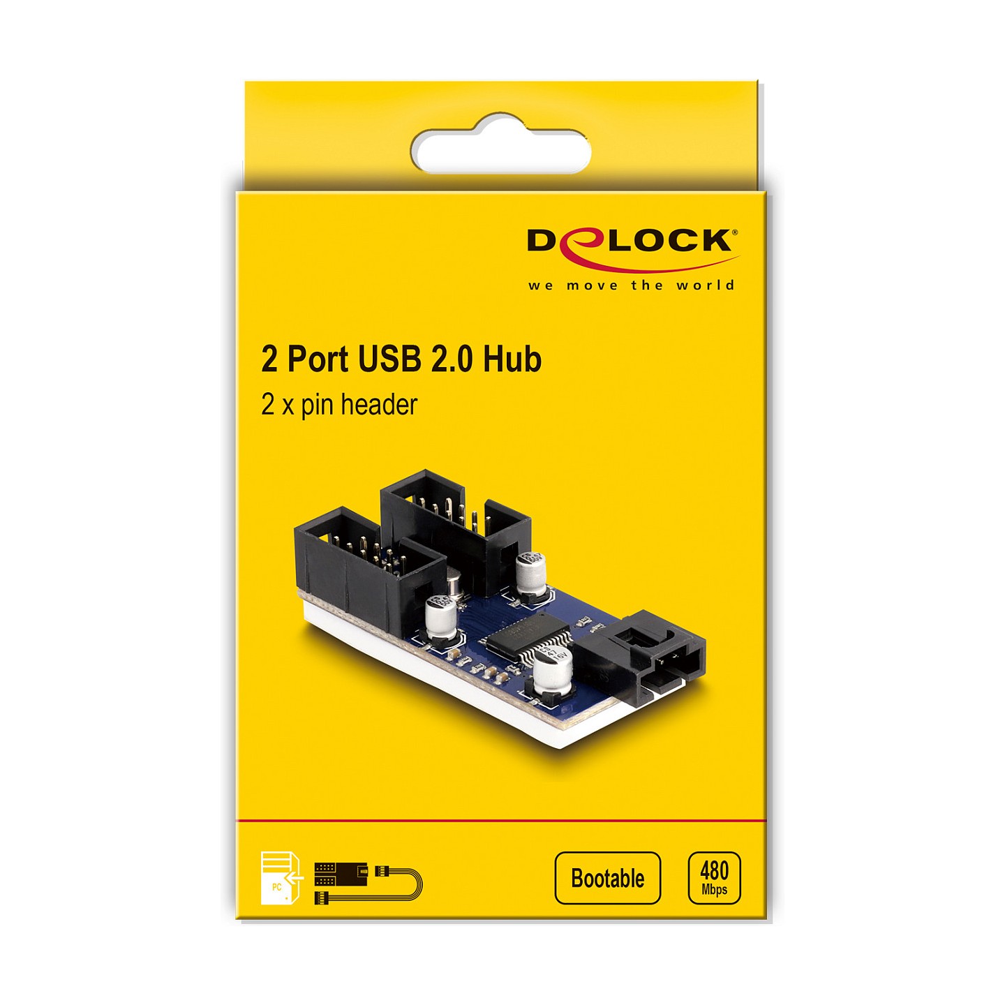 DELOCK USB 2.0 Pfostenstecker Hub 2 Port — Buy in Cyprus with Fast Delivery
