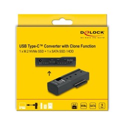 DELOCK USB Type-C Konverter fur 1 x M.2 NVMe SSD + 1 x SATA SSD HDD mit Klon Funktion — Buy in Cyprus with Fast Delivery