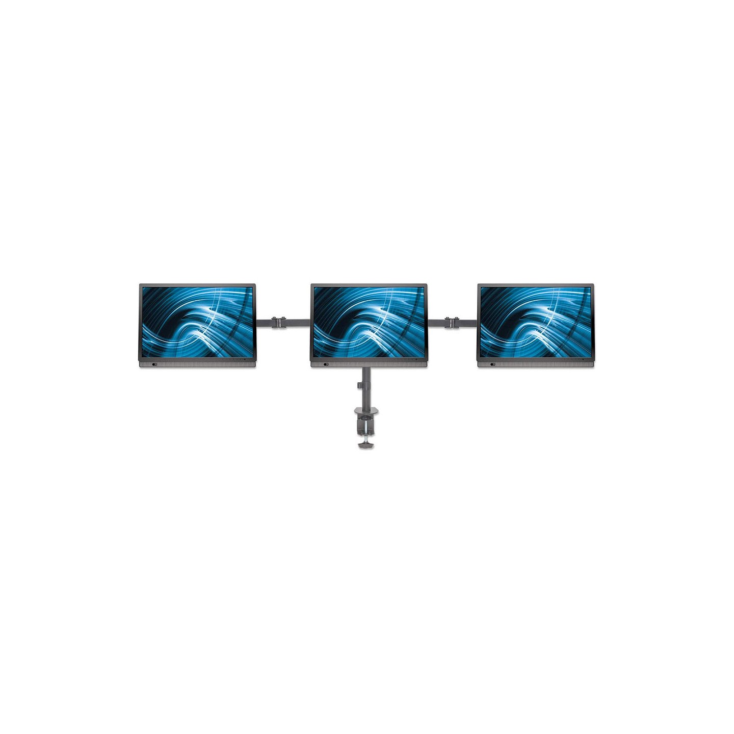 MANHATTAN LCD Monitorhalterung fuer 3 Displays zweichfach schwenkbar Tischhalterung mit 2 Monitorarmen bis 68.58cm 27...