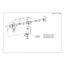 MANHATTAN LCD Monitorhalterung fuer 3 Displays zweichfach schwenkbar Tischhalterung mit 2 Monitorarmen bis 68.58cm 27...