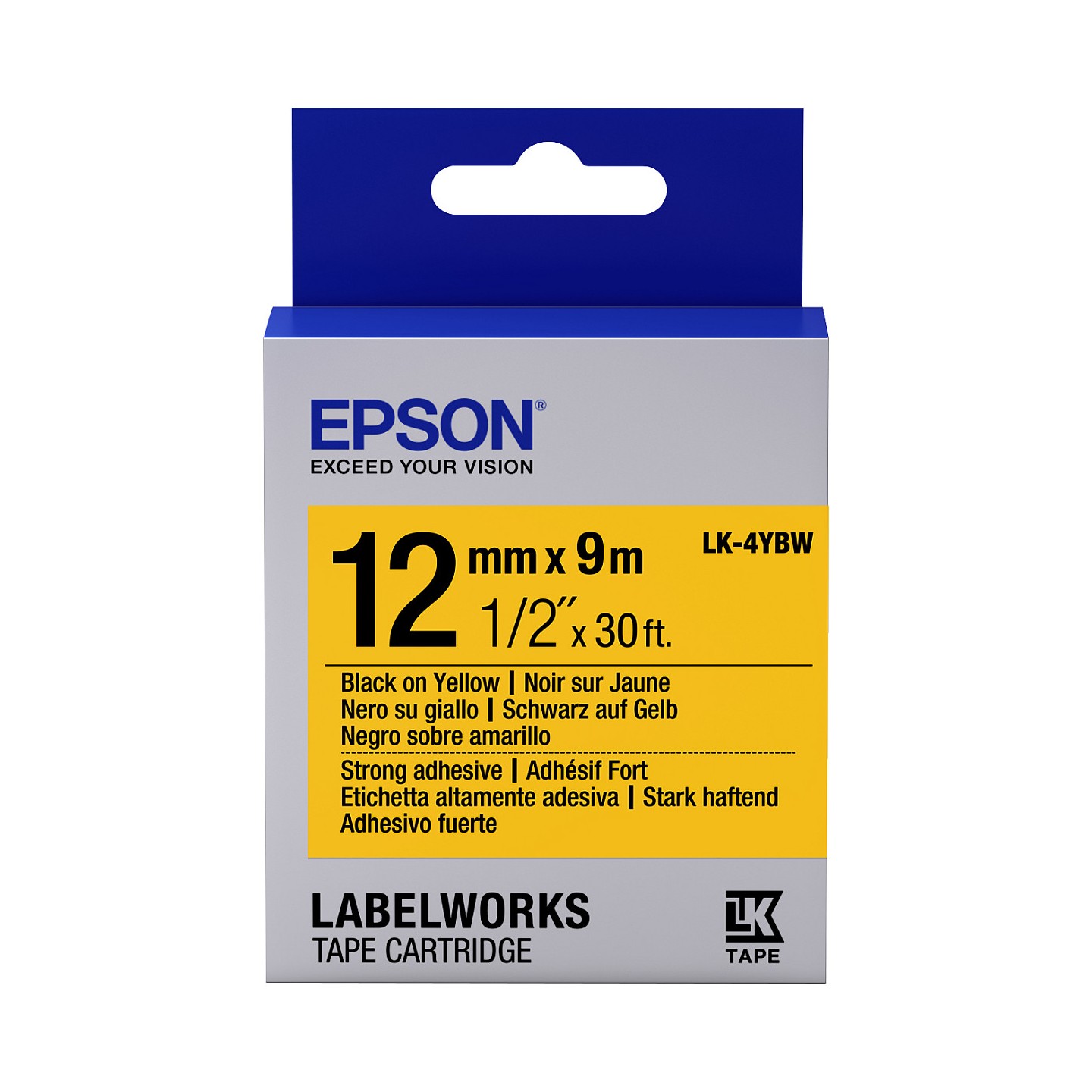 Epson LabelWorks LK-4YBW - Black on Yellow - Roll (1.2 cm x 9 m) — Buy in Cyprus with Fast Delivery