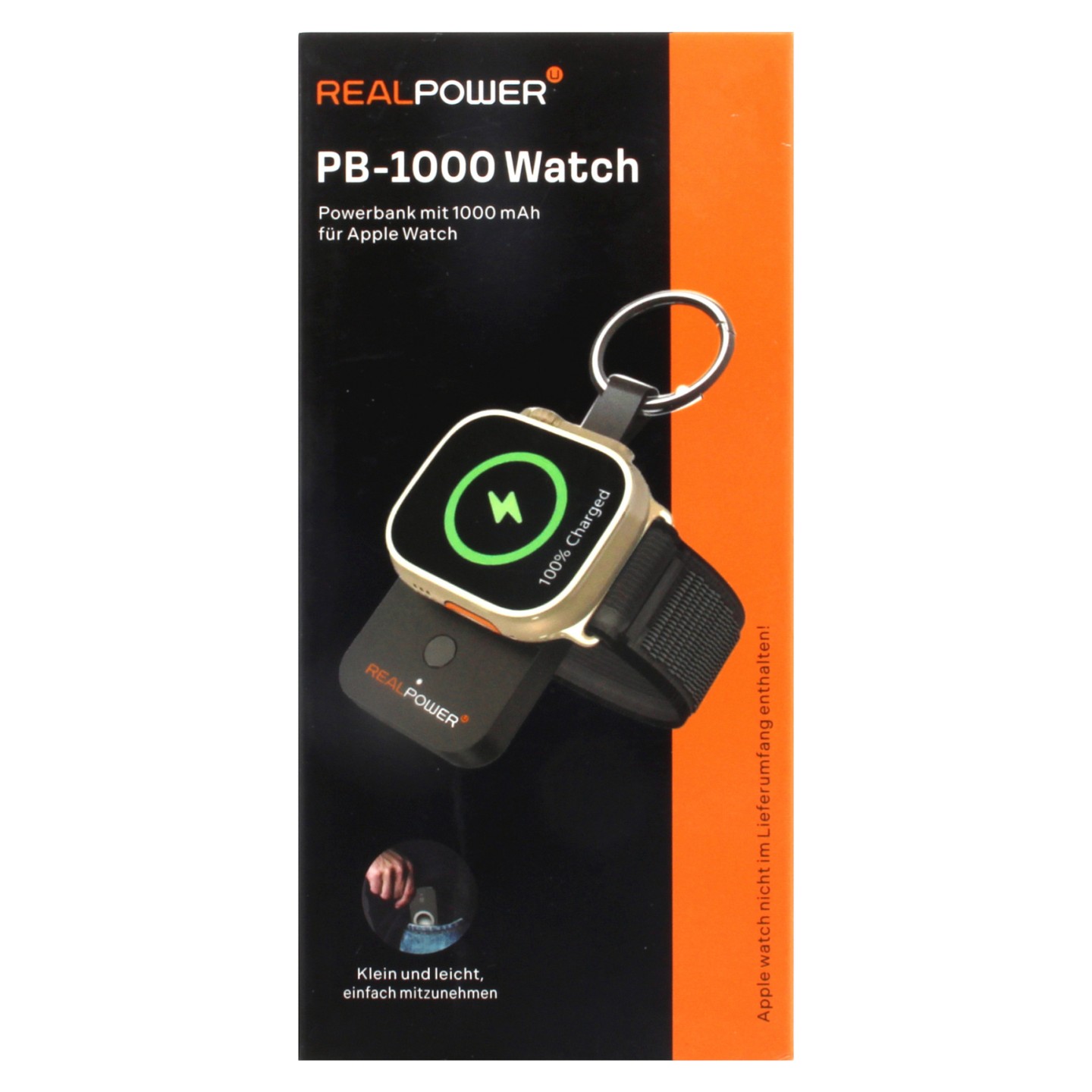 RealPower Powerbank PB-1000watch.1000mAh für iwatch schwarz — Buy in Cyprus with Fast Delivery