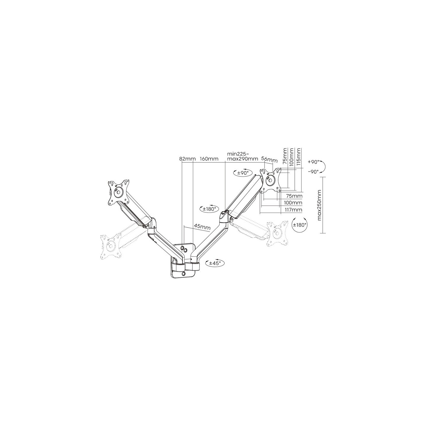 Equip Wandhalterung 17'-32' 2TFT 180°GF 2Gelenke 9Kg sw lite Retail — Buy in Cyprus with Fast Delivery