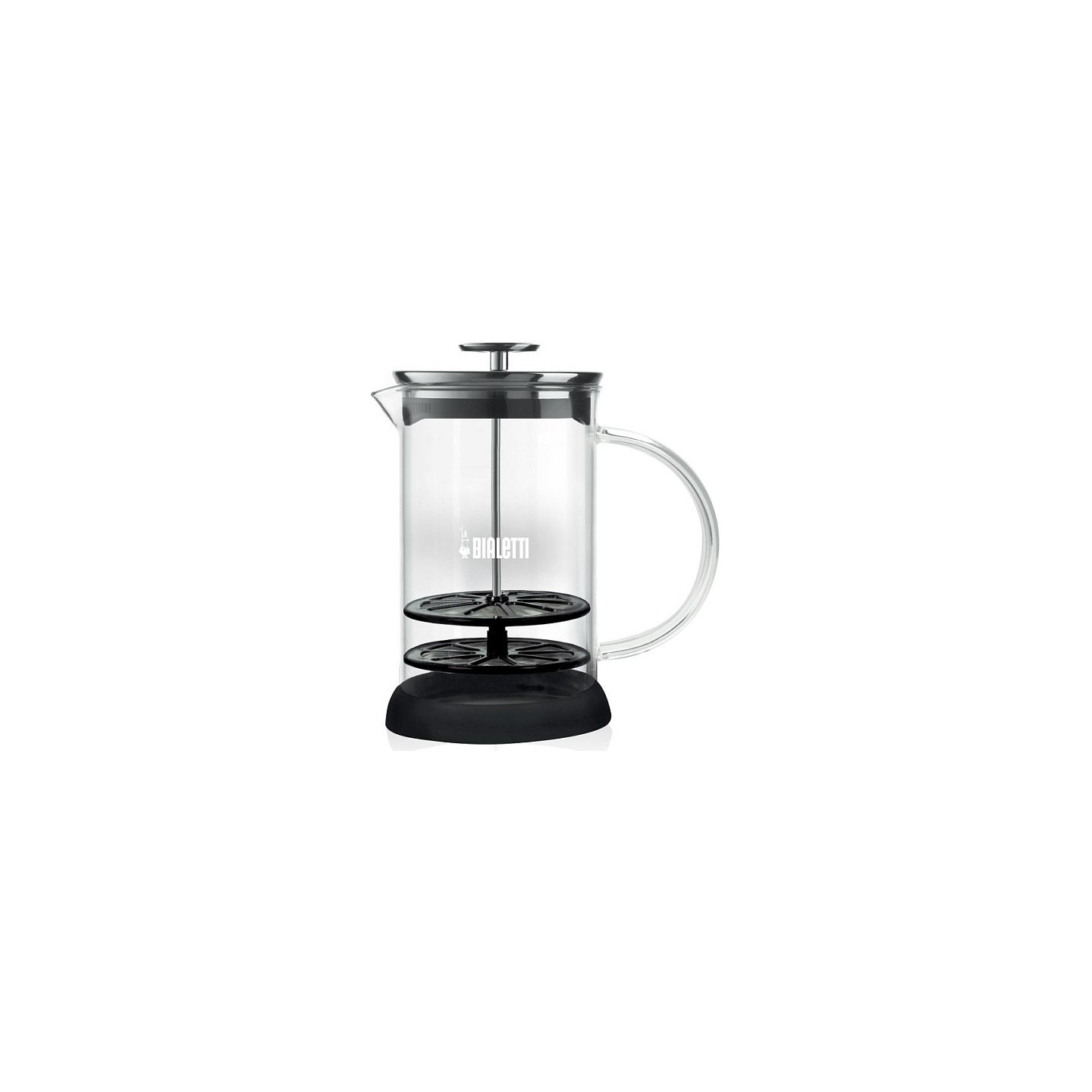 Bialetti Cappuccinatore Milchaufschäumer - für die Mikrowelle - silber schwarz - Borosilikat-Glas - 500ml