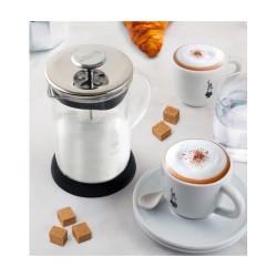 Bialetti Cappuccinatore Milchaufschäumer - für die Mikrowelle - silber schwarz - Borosilikat-Glas - 500ml