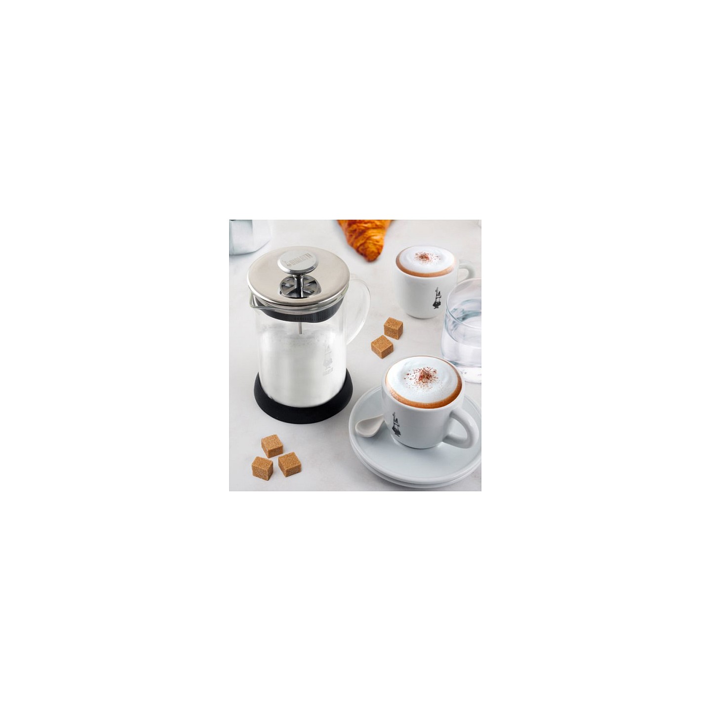 Bialetti Cappuccinatore Milchaufschäumer - für die Mikrowelle - silber schwarz - Borosilikat-Glas - 500ml