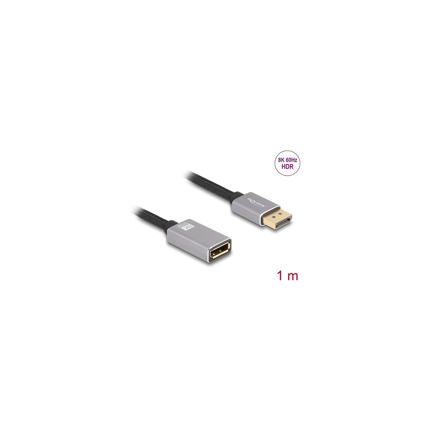 DELOCK DisplayPort Verlngerungskabel 8K 60 Hz 1 m grau Metall ohne Einrastfunktion — Buy in Cyprus with Fast Delivery
