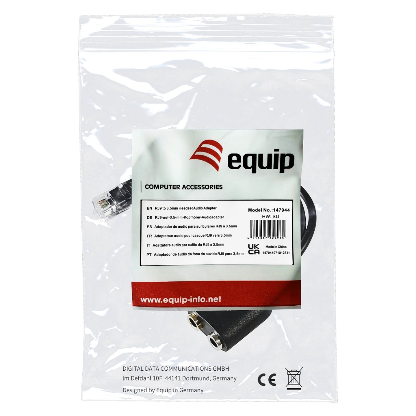 Equip Telefonkabel RJ9- to 2x3.5mm St Bu 0.25m schwarz — Buy in Cyprus with Fast Delivery