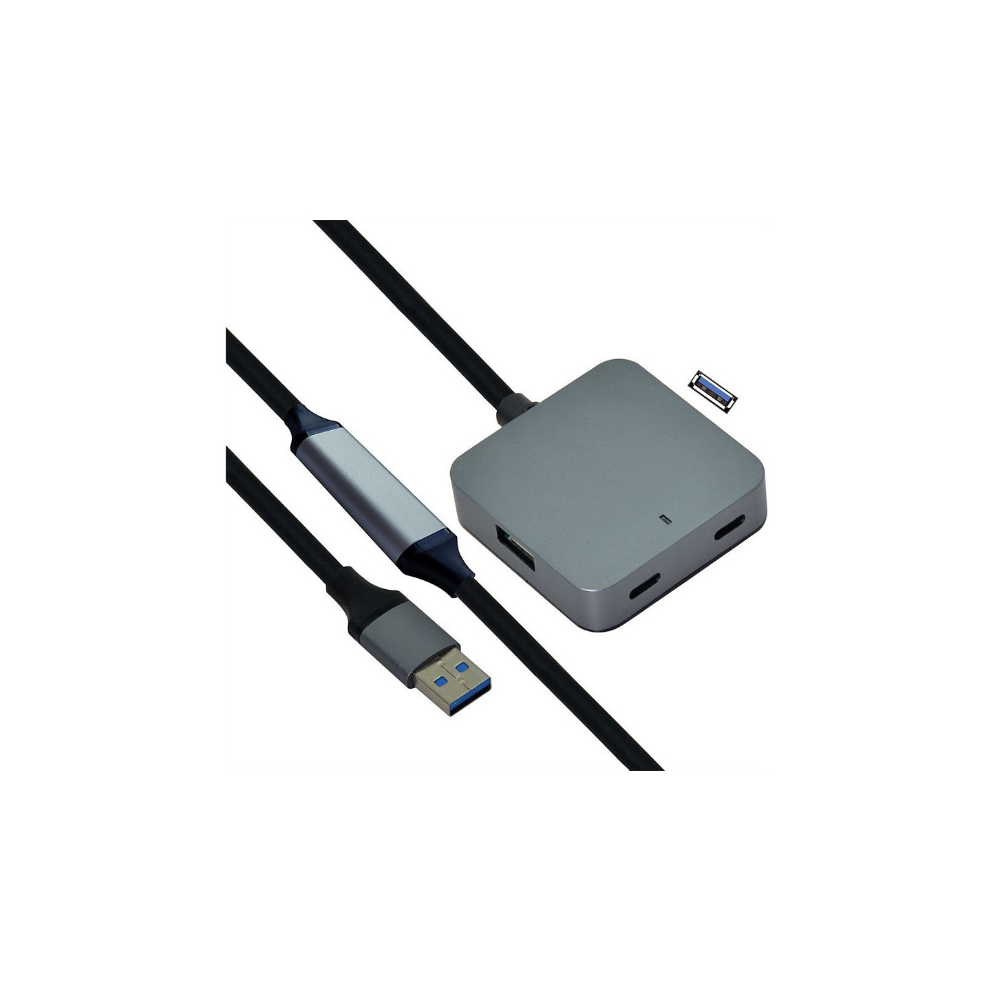 VALUE USB 3.2 Gen 1 Hub. 4 Ports (2x USB-A + 2x USB-C). mit Verlngerungskabel. schwarz. 10 m