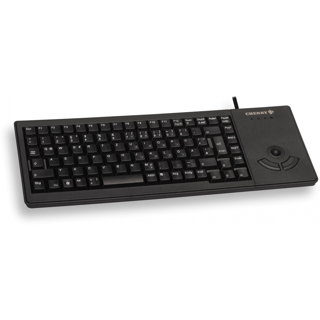 CHERRY XS Trackball Keyboard - G84-5400LUMDE-2 - Full-size (100%), Wired USB, QWERTZ German, Black