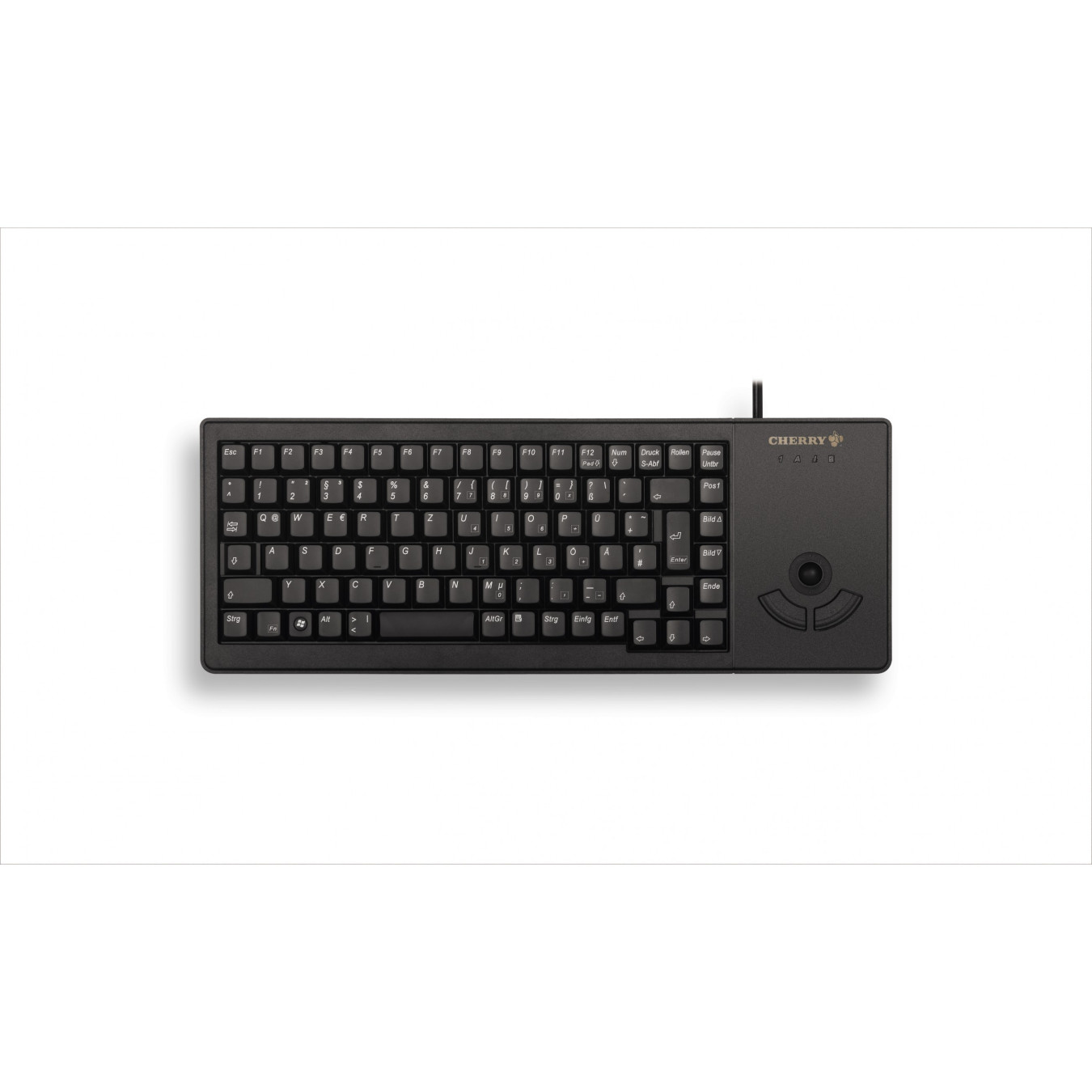 CHERRY XS Trackball Keyboard - G84-5400LUMDE-2 - Full-size (100%), Wired USB, QWERTZ German, Black