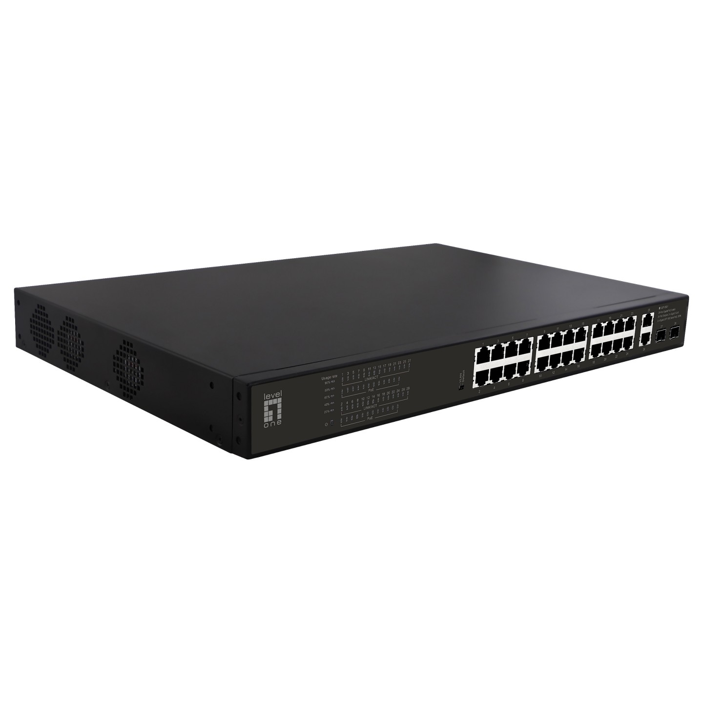 Switch 24x GE GEP-2821 2xGE 2xGSFP 19' 390W 24xPoE+ — Buy in Cyprus with Fast Delivery