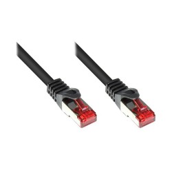 GoodConnections Patchkabel mit Rastnasenschutz. Cat. 6. S FTP. PiMF. PVC. 250MHz. schwarz. 0.25m.