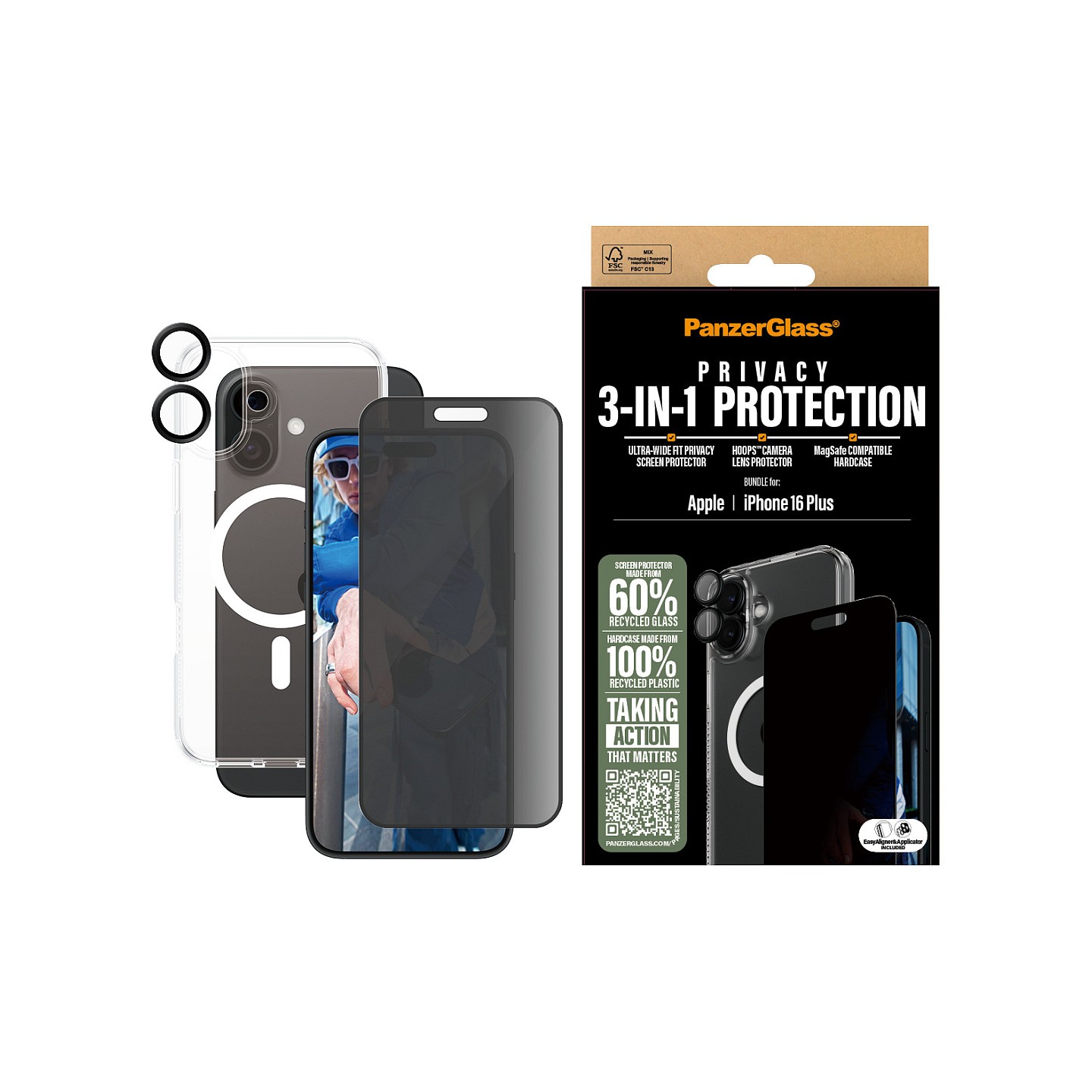 PanzerGlass 3-in-1 Privacy Protection iPhone 16 Plus — Buy in Cyprus with Fast Delivery