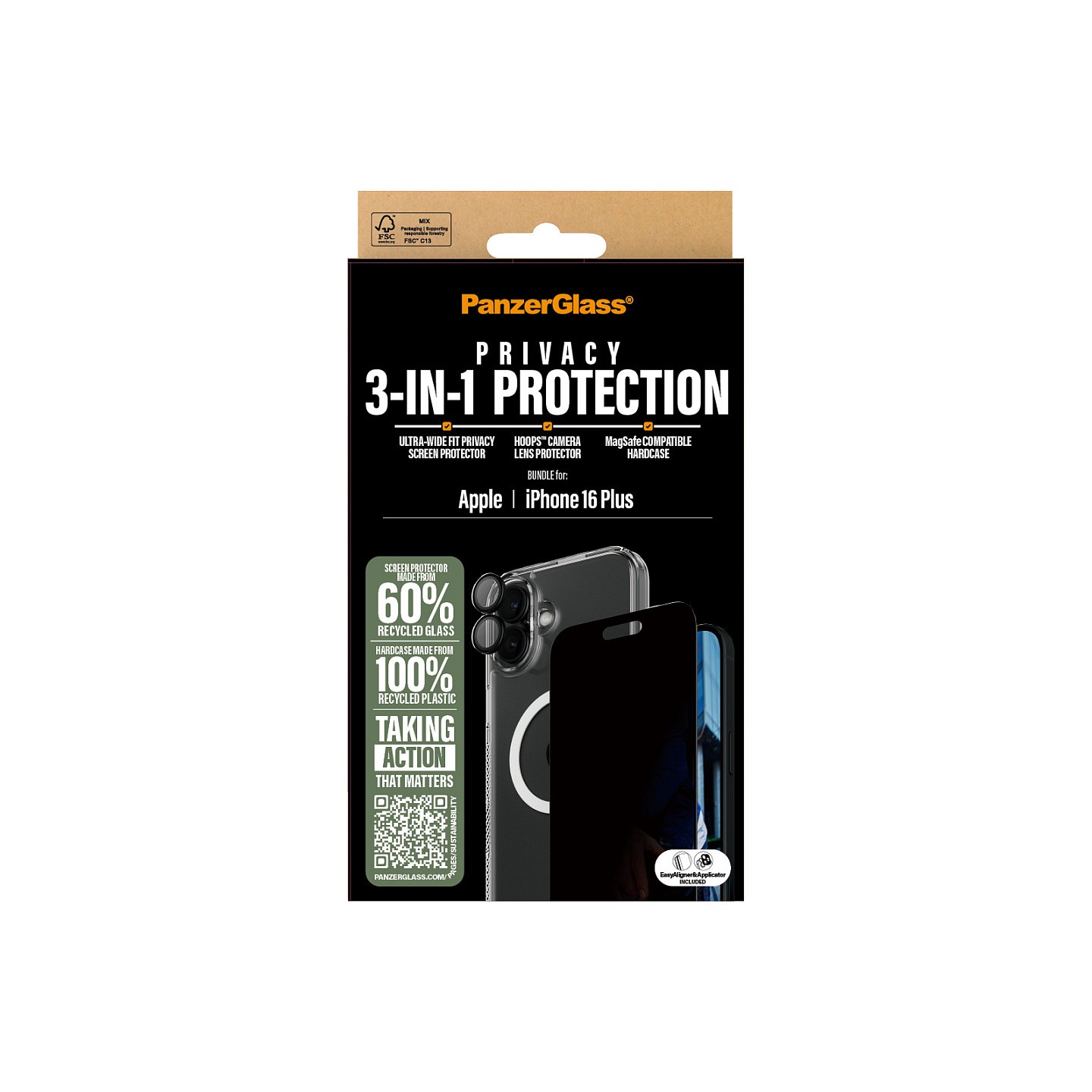PanzerGlass 3-in-1 Privacy Protection iPhone 16 Plus — Buy in Cyprus with Fast Delivery