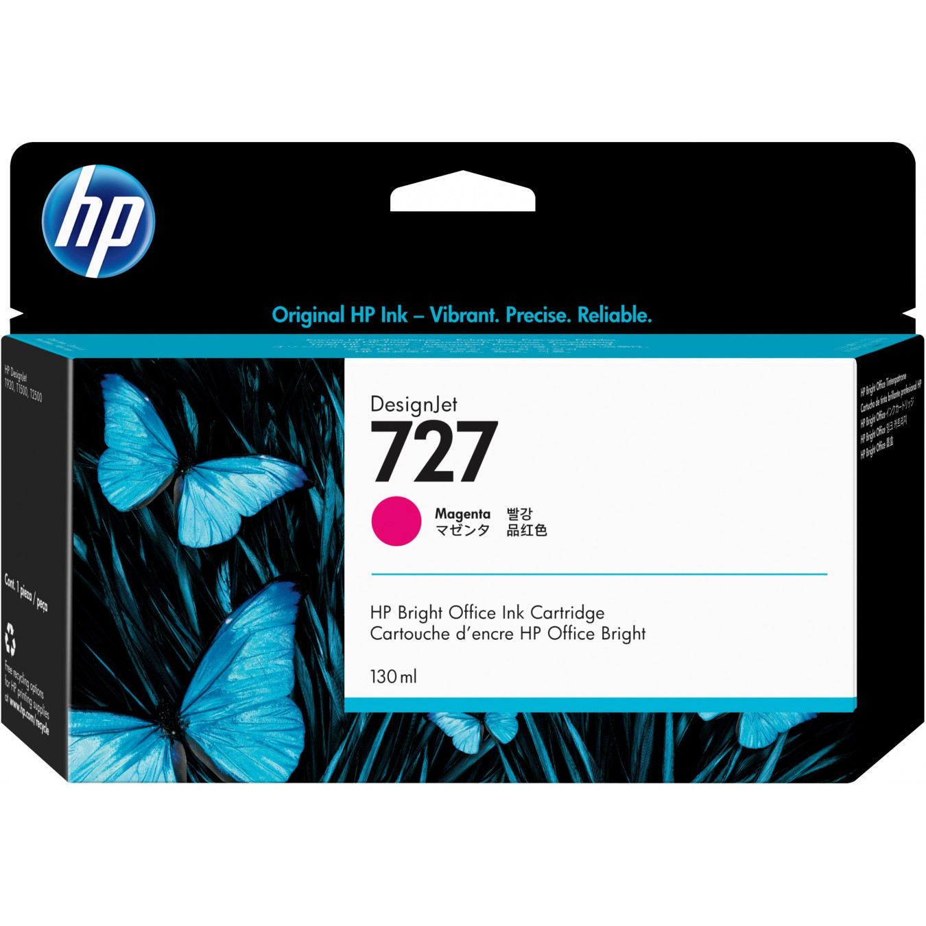 HP 727 Original Magenta Ink Cartridge - B3P20A - Standard Capacity 130 ml for DesignJet T920/T1500/T930