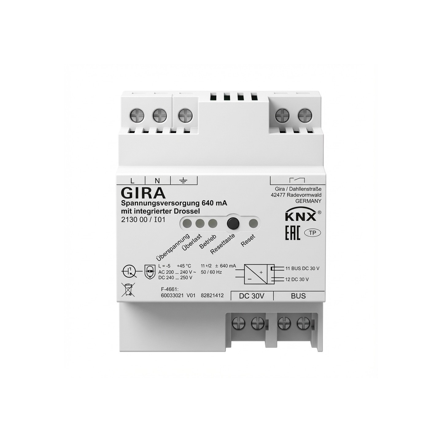 GIRA 213000 Spannungsversorgung 640 mA Drossel KNX REG — Buy in Cyprus with Fast Delivery