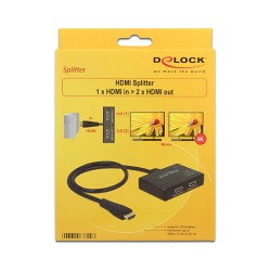 DELOCK HDMI Splitter 1 x HDMI in to 2 x HDMI out 4K — Buy in Cyprus with Fast Delivery