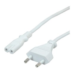 VALUE Netzkabel Euro-Flachstecker auf C7 2polig weiss 1.8m — Buy in Cyprus with Fast Delivery