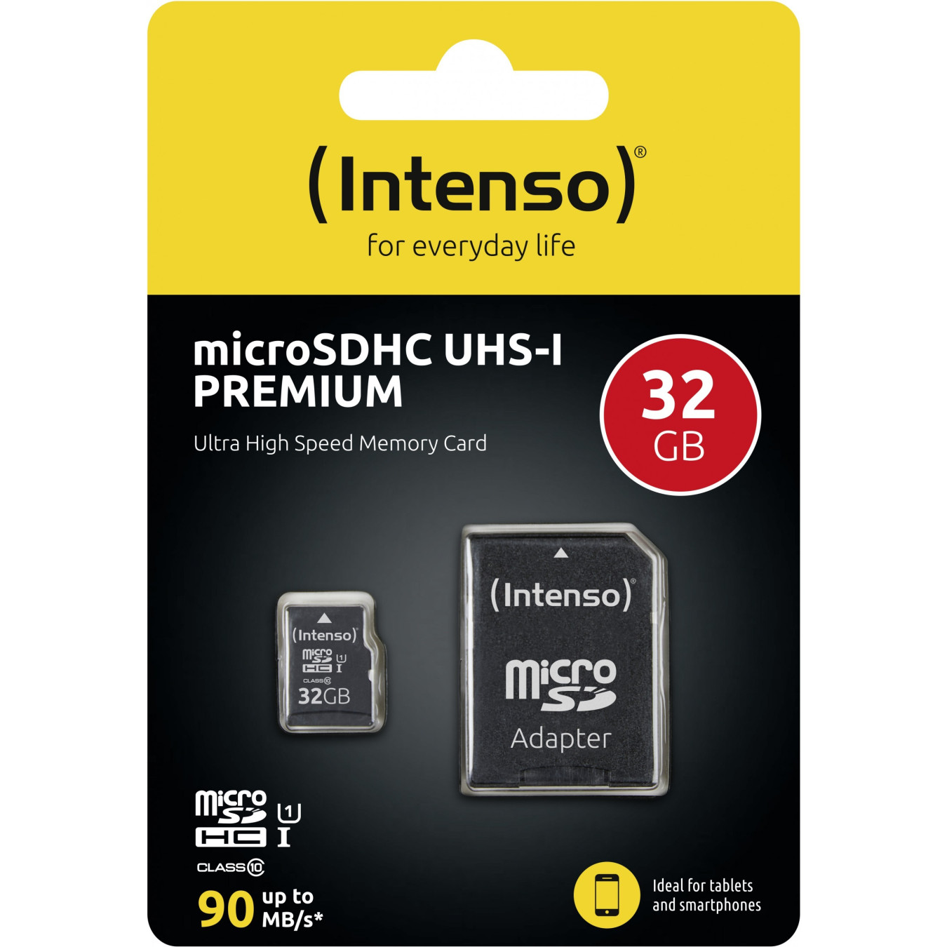 Intenso Premium microSDHC 32GB - UHS-I U1 Class 10, up to 90 MB/s - SD Adapter Included — Buy in Cyprus with Fast Delivery