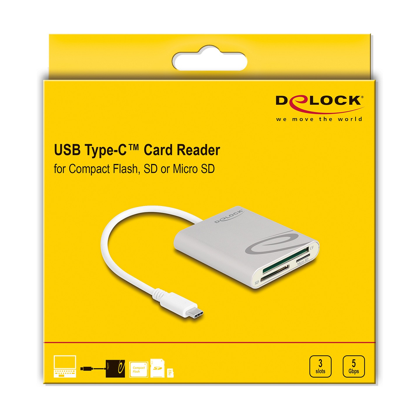 Delock Card Reader USB Type-CTM für Compact Flash. SD oder Micro SD Speicherkarten — Buy in Cyprus with Fast Delivery