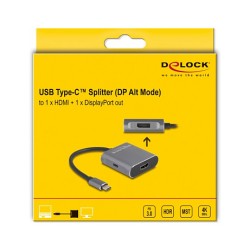 DELOCK USB Type-C Splitter DP Alt Mode zu 1 x HDMI + 1 x DisplayPort MST mit USB Type-C PD — Buy in Cyprus with Fast Delivery