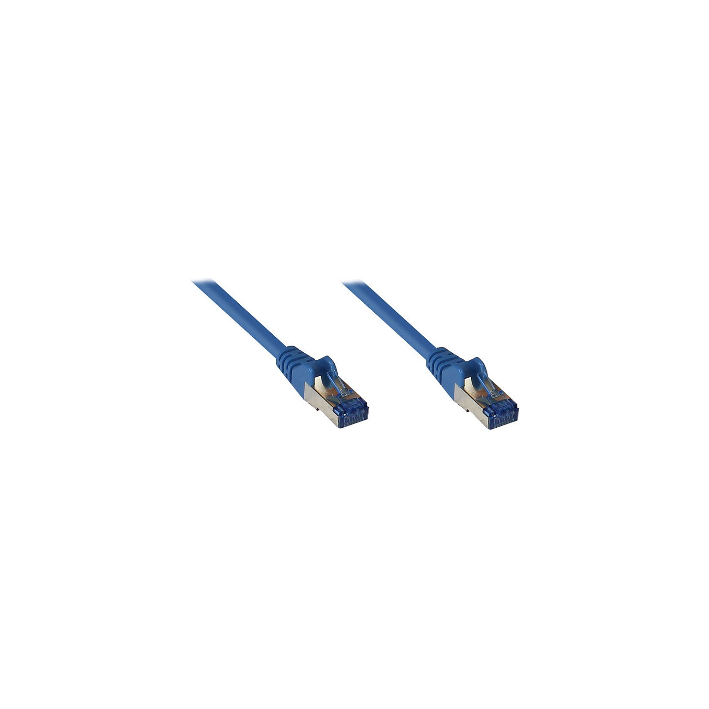 GoodConnections Patchkabel mit Rastnasenschutz. Cat. 6A. S FTP. PiMF. halogenfrei. 500MHz. blau. 0.25m.