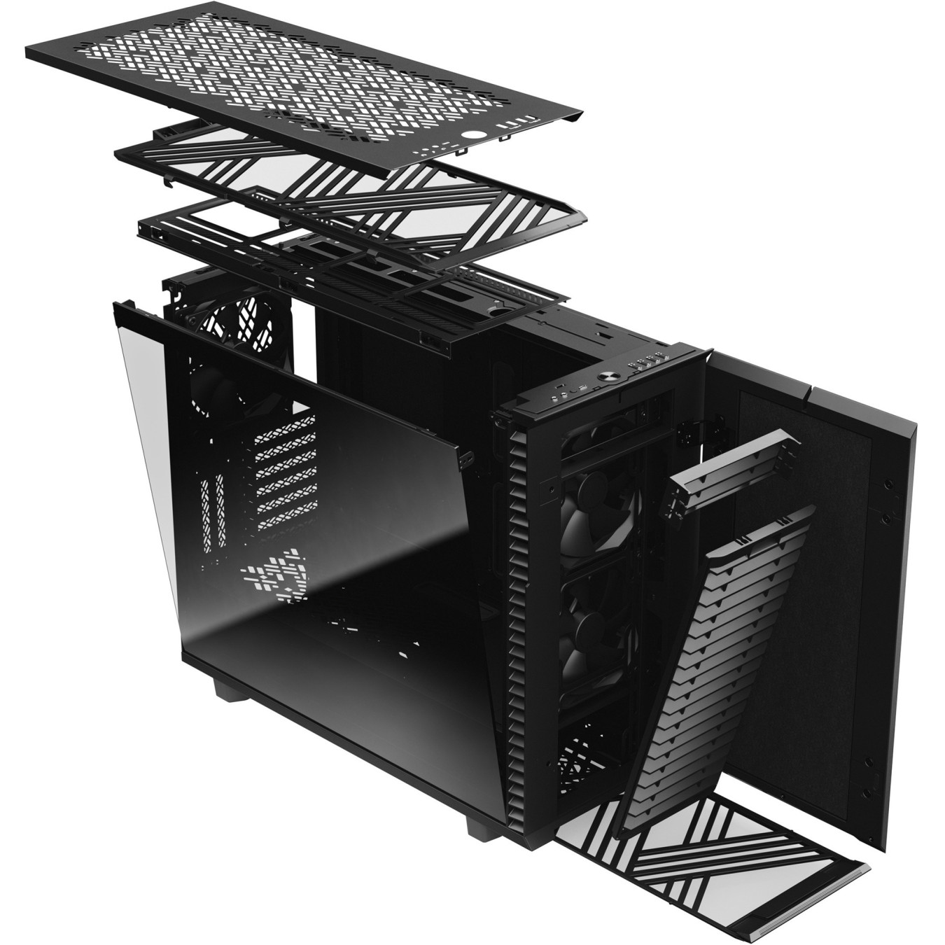 Fractal Design Define 7 - Mid Tower PC Case - Black, E-ATX/ATX Support, USB-C, 491mm GPU, 185mm CPU Cooler