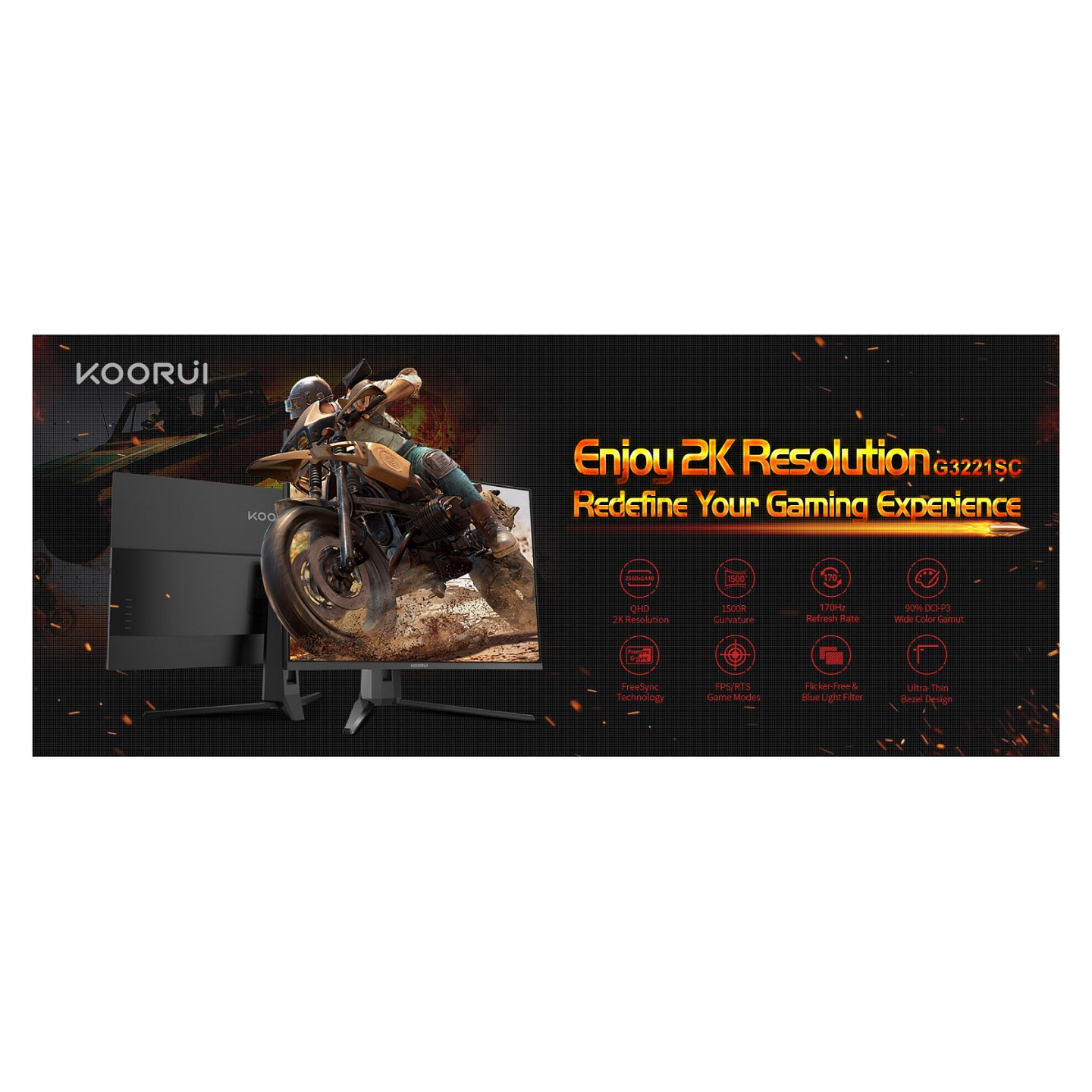 KOORUI G3221SC QHD Curved Gaming Monitor 80 cm (31.5 Zoll) — Buy in Cyprus with Fast Delivery
