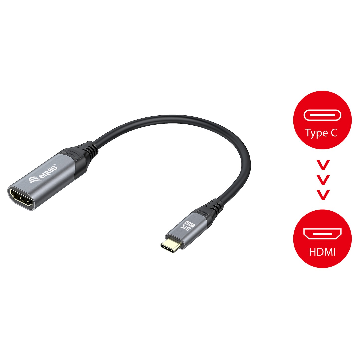 Equip Adapter USB-C - to HDMI 2.1 8K60Hz 0.15m gr — Buy in Cyprus with Fast Delivery