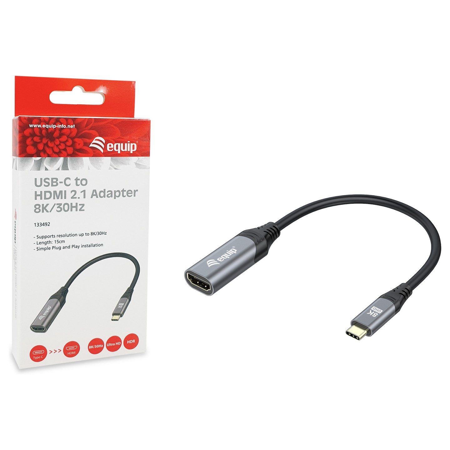 Equip Adapter USB-C - to HDMI 2.1 8K60Hz 0.15m gr — Buy in Cyprus with Fast Delivery