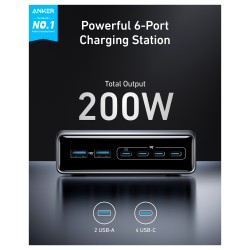 Anker Prime Charger 200W Desktop GaN 4 x USB-C 2 x USB-A black — Buy in Cyprus with Fast Delivery