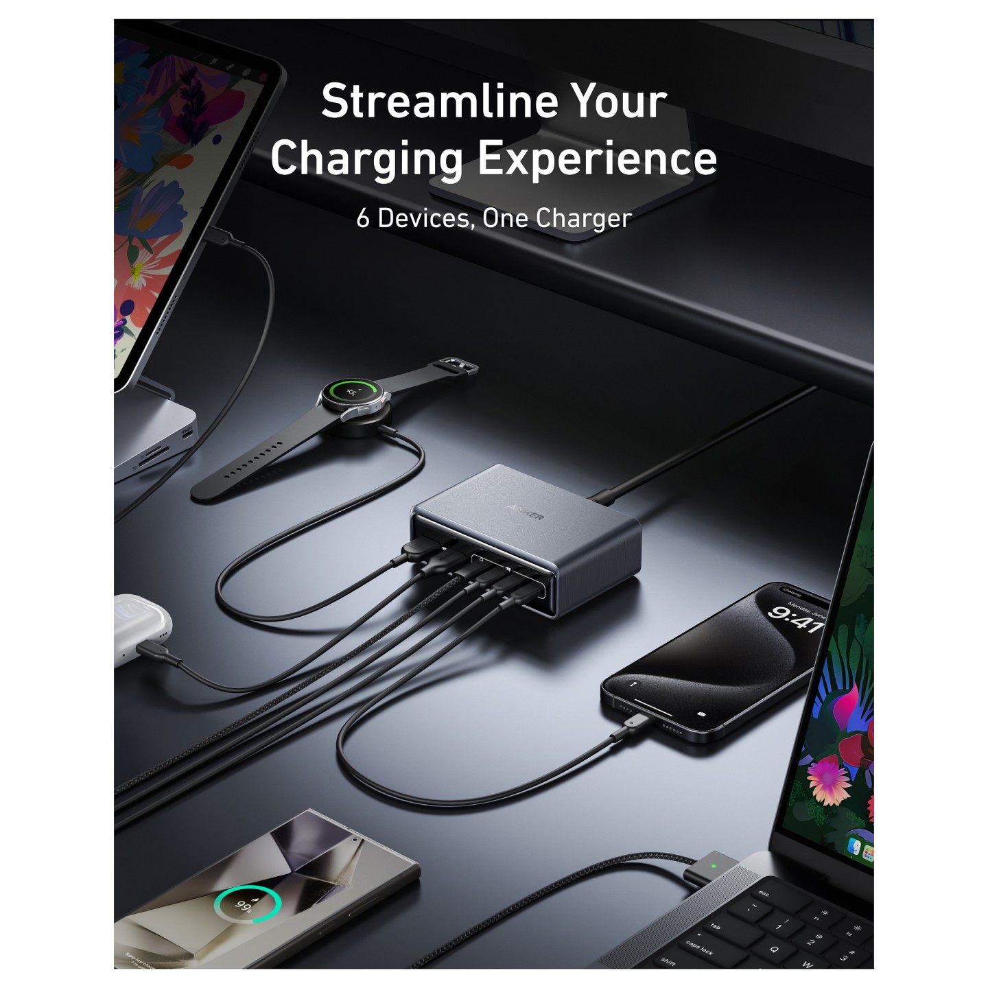 Anker Prime Charger 200W Desktop GaN 4 x USB-C 2 x USB-A black — Buy in Cyprus with Fast Delivery