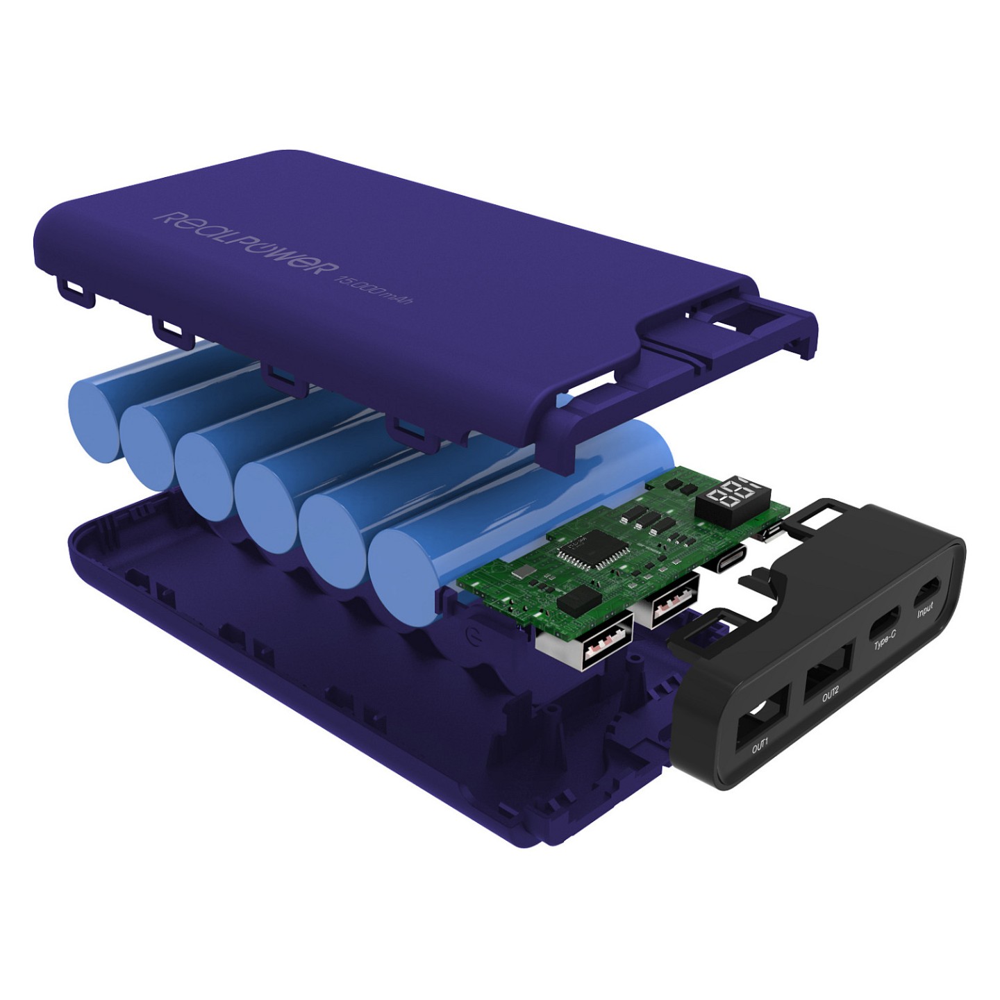 RealPower Powerbank PB-15000C Navy Blue 15.000mAh — Buy in Cyprus with Fast Delivery
