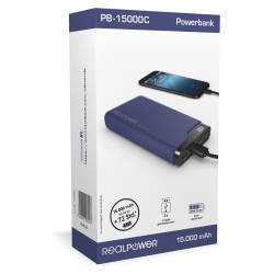RealPower Powerbank PB-15000C Navy Blue 15.000mAh — Buy in Cyprus with Fast Delivery