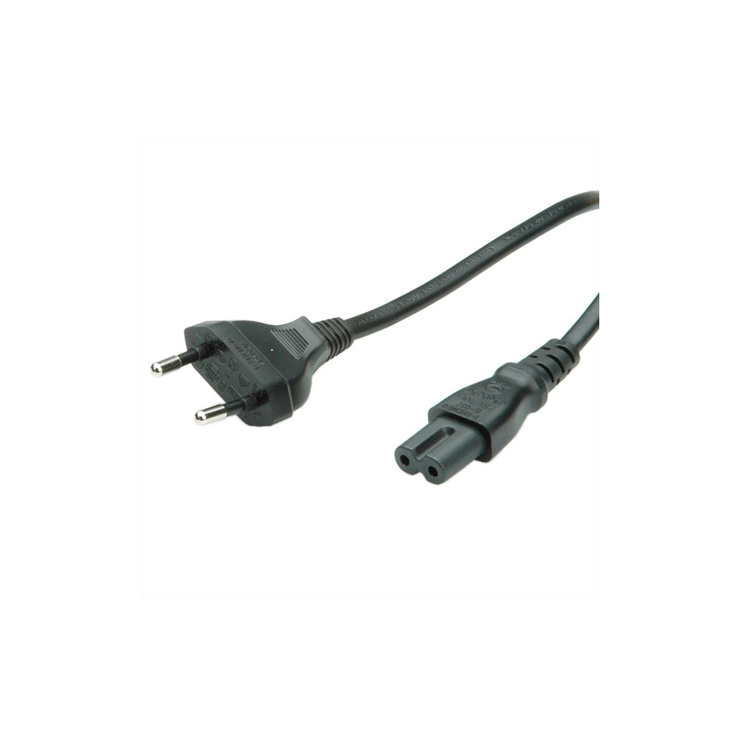 VALUE Netzkabel Euro-Flachstecker auf C7. 2polig. schwarz. 1 m — Buy in Cyprus with Fast Delivery