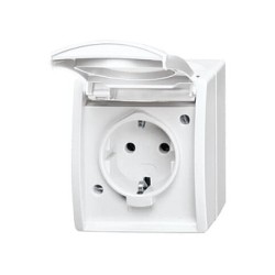 BUSCH JAEGER BJ 20EW-54 Steckdose m.Klappdeckel ocean IP44 alpinweiß — Buy in Cyprus with Fast Delivery