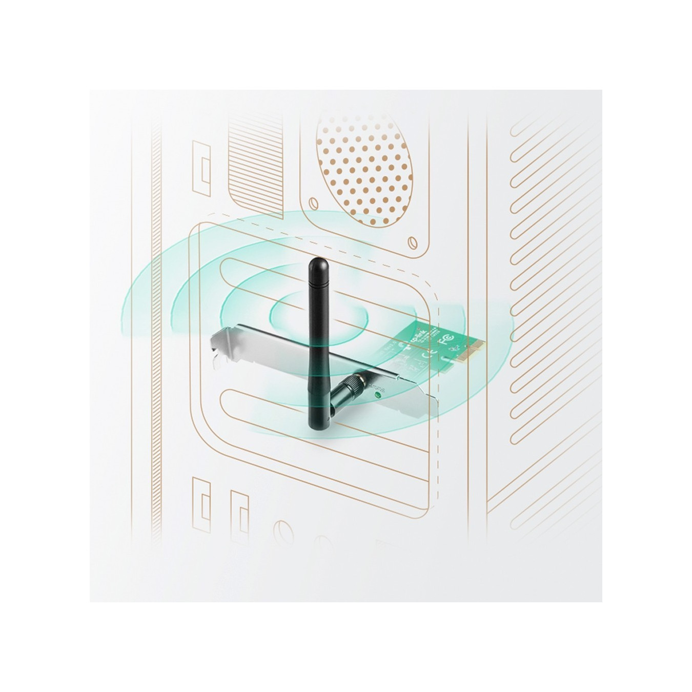 TP-Link TL-WN781ND - 150Mbps PCIe Wireless Adapter - Green, 2.4 GHz Single-Band, External Omni Antenna